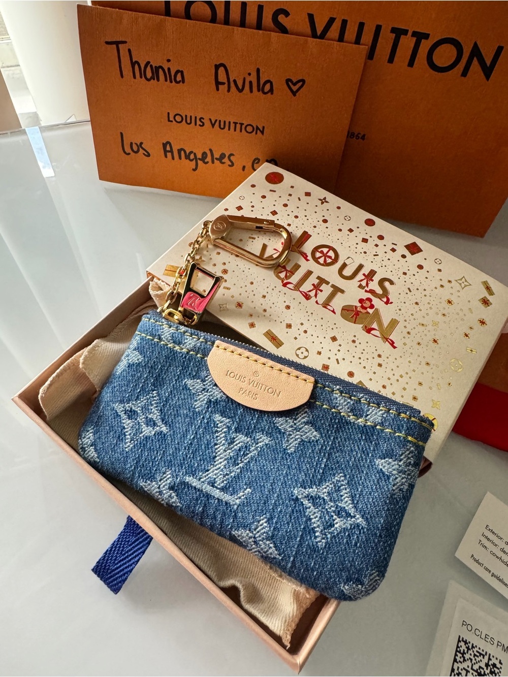 Louis Vuitton Blue Denim Monogram Key Pouch Limited edition